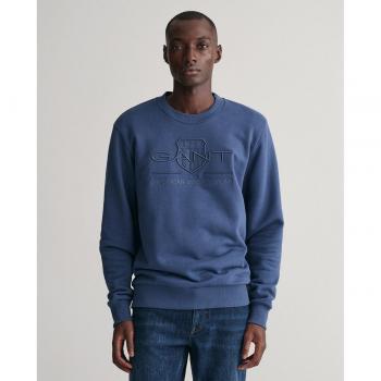 Felpa Gant Collo Rotondo Blu Polvere L