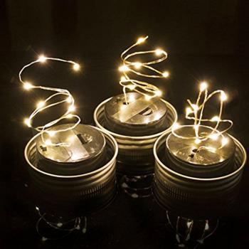 Dracarys 3 Pack Luci Notturne a Energia Solare con Cavo Filo in Stile Fata, Perfette come Decorazione da Appendere ai Barattoli di Vetro