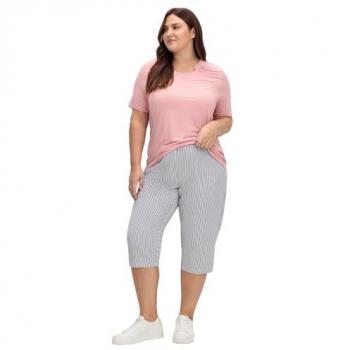 Seersucker Damen Caprihose dunkelblau gestreift Größe 40