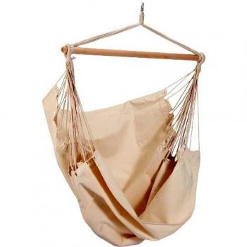 Sedia a dondolo individuale in cotone con struttura in legno