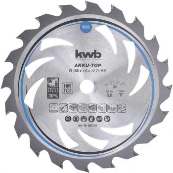 Kwb 584154 Lama circolare in metallo duro 156 x 12.75 x 1.0 mm, 20 denti, taglio ultrarapido, ottimale per macchine a batteria