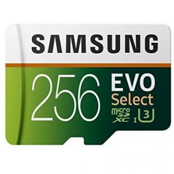 Samsung EVO Select 256 GB microSD – 100 MB/s Full HD/4K UHD Karte, inklusive SD‑Adapter für Action‑Kamera und Notebook