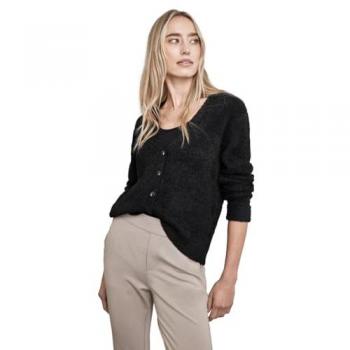Street One Damen Strickjacke Federgarn V-Ausschnitt Schwarz Gr. 40