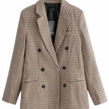 Casual Slim Fit Plaid Blazer with Turn-Down Collar