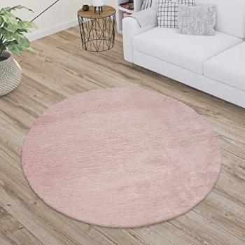 Tappeto Tondo Rosa 100 cm, Pelo Morbido Lavabile – Armonia Salotto