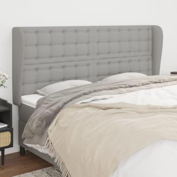 Cabecero gris claro con orejas 183x23x118/128 cm