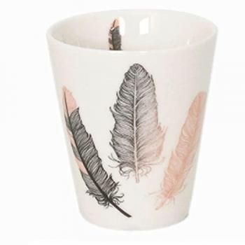 Tasse Expresso en Porcelaine Motif Plumes Indiennes