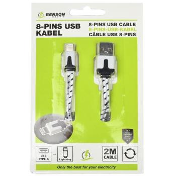 Benson 2m USB-A till Lightning Kabel