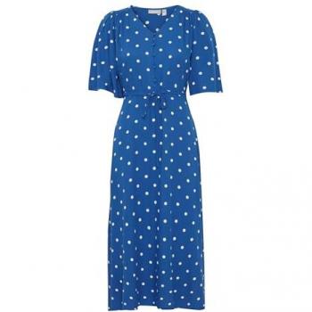 Maxikleid FRANSA Maxikleid FRKamma Gr. S, blau (beaucoup blau aop ms24 01e), Damen, Obermaterial: 100% Viskose CV., gepunktet, Kleider