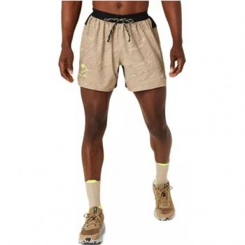 Asics Fujitrail Short todo sobre impreso 5In, color beige, talla M