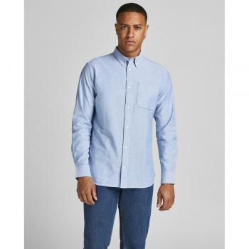 Camisa Oxford de hombre con algodón orgánico slim lisa azul