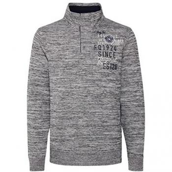 Herren Troyer Pullover FQ1924 mit Stehkragen und Reißverschluss in Grau, Größe XXL