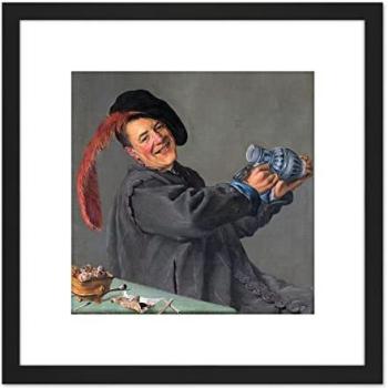 Artery8 Jolly Drinker 8x8 Wooden Framed Portrait Picture