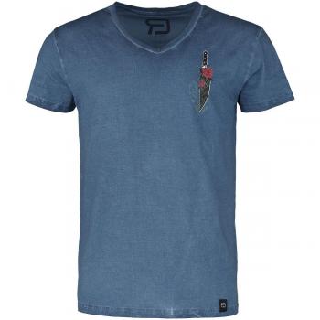 T‑Shirt homme rouge brodé poignard – Bleu – tailles S à M