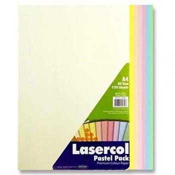 Lasercol Assorted Pastels A4 80gsm Sheets (100 pcs)