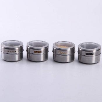 Stainless Steel Magnetic Spice Jars, 12Pcs