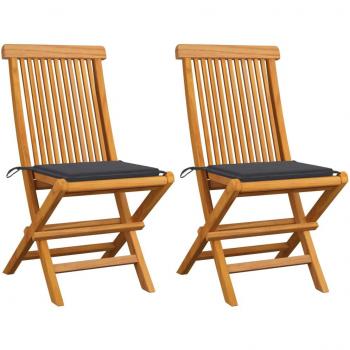 VidaXL Outdoor Teak Lounge Chairs – 2-Pack with Anthracite Upholstery