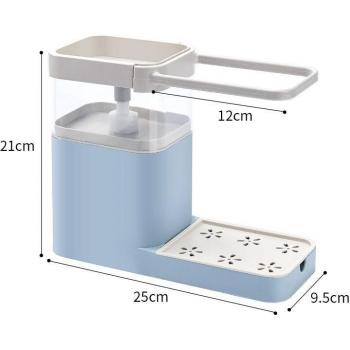 3-in-1 Kitchen Organizer: Soap Dispenser, Sponge Holder, and Towel Hanger