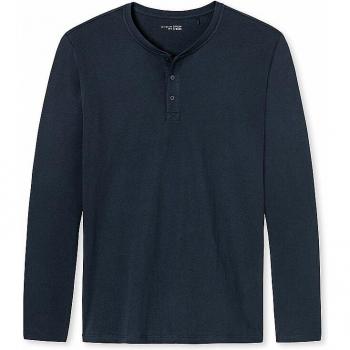 Schiesser Mix and Relax Langarmshirt Dunkelblau Baumwolle Herren