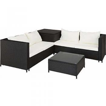 Canapé de jardin et table basse en résine tressée