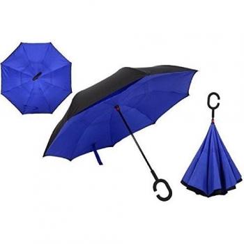 Paraguas Viaje Blue Autonorth Reversible, Doble Capa y Resistente al Agua