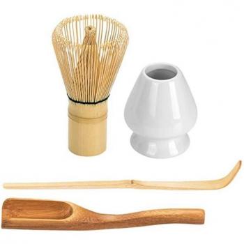 Pack de Té Matcha Japonés – Batidor, Chashaku y Soporte de Cerámica