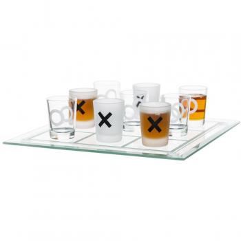 Trinkspiel „Tic Tac Toe“ – Sagaform 5016681 – 10 transparente Gläser – Größe 25 x 25 x 10 cm