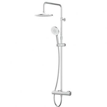 Set de douche thermostatique AM.PM 38 °C, mitigeur chrome et colonne réglable