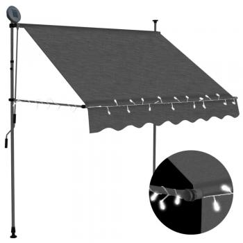 VidaXL Outdoor Sunblind with Integrated LED Lighting, 200 cm Wide, Anthracite Color