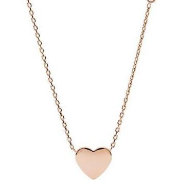 Collier Fossil Vintage Iconic en Acier Inoxydable Doré Rose avec Pendentif Cœur