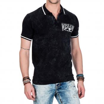 CIPO&BAXX Herren Poloshirt Acid-Wash Schwarz