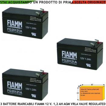 Securvera Battery Sirena 12V 1,2Ah 3P 5mm Faston AGM VRLA