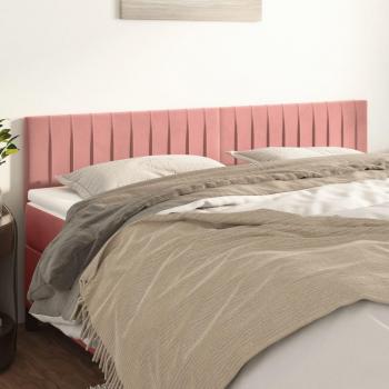 Cabeceros de 2 piezas en terciopelo rosa 100x5x78/88 cm