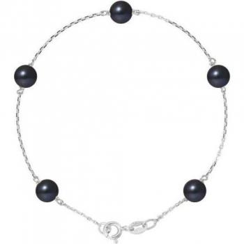 Nero Dolce Bracciale PERLINEA 5 Perle Argento 925 6-7mm 18cm