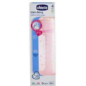 CHICCO BIBERON WELL-BEING ROSA SILICONA FLUJO RAPIDO 4M+ 330ML