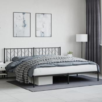 VidaXL Black 7' Metal Bed Frame with Headboard