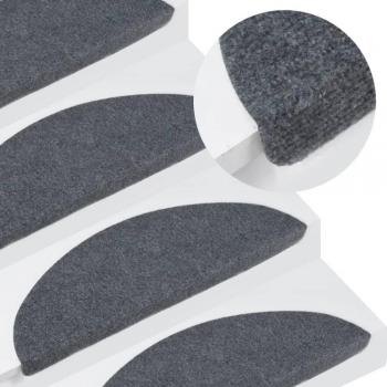 Tapis d'escalier autocollants 15 pcs 65x22,5x3,5 cm Gris