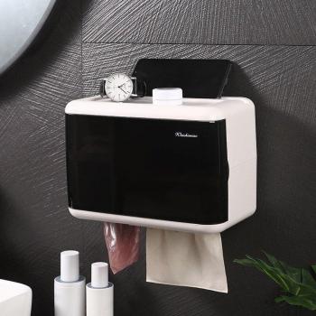 GURET Toilet Paper Holder with Wall-Mounted Garbage Bag Storage