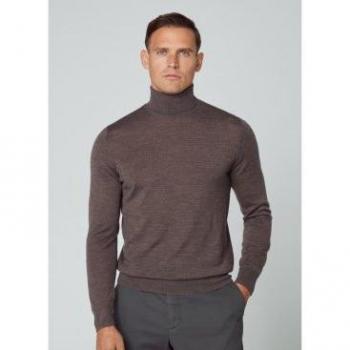 Jersey de Hombre Hackett en Merino y Seda Color Marrón