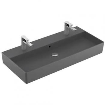 Villeroy & Boch Memento 2.0 Wandwaschbecken, 100 cm, Graphit, ungeschliffen, mit Überlauf