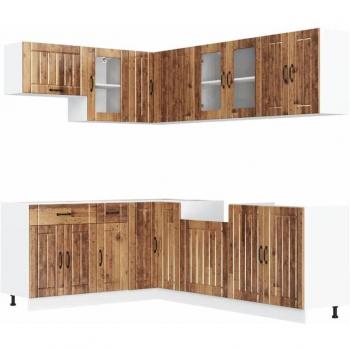 Retro Wood Style Lucca 11‑Component Kitchen Cabinet Ensemble – Engineered Wood