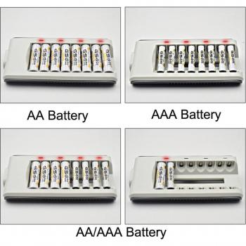 RapidCharge 8‑LED Battery Hub AA/AAA