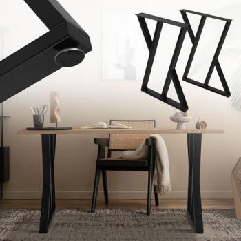 Tischgestell 2er Set X-Form 50x71 cm Schwarz aus Stahl ML-Design