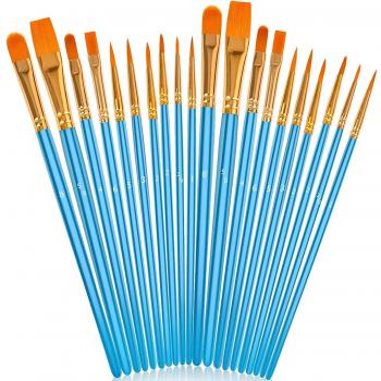 Nylon Hair Artist Paintbrush Set, 6/10/20 Pcs Round Tip for Acrylic Oil Watercolor