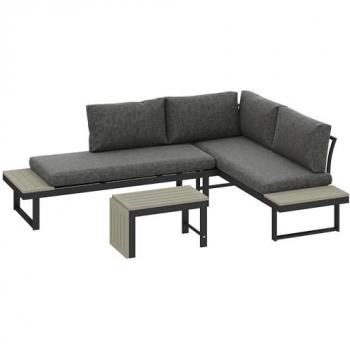 4-Seater Outdoor Aluminum Sectional Sofa Set with Coffee Table
