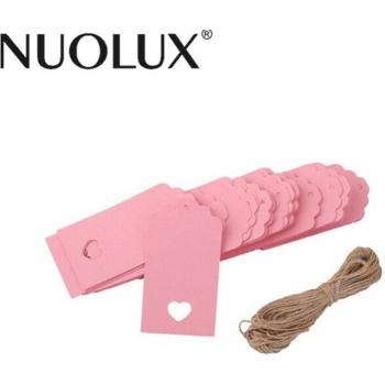 Etiquetas de precio Kraft 100 Uds 10,5*5,5 cm con cuerda rosa