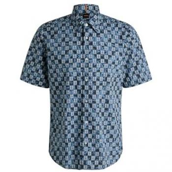 Freizeithemd Regular Fit ½‑Arm „Rash“ – BOSS Orange in Rauchblau, XXL