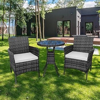 KEPLIN Rattan Lawn Lounge Set – Grey, Easy to Store