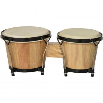 Homcom Bongo Drum Set with Sheepskin Drum Head