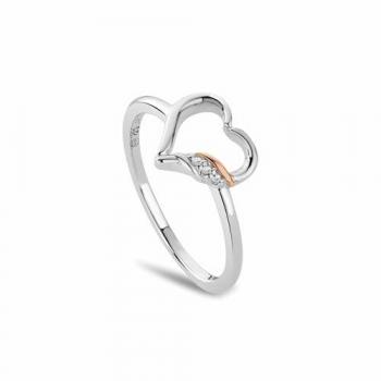 Past Present Future Sterling Silver Heart Ring featuring Topaz